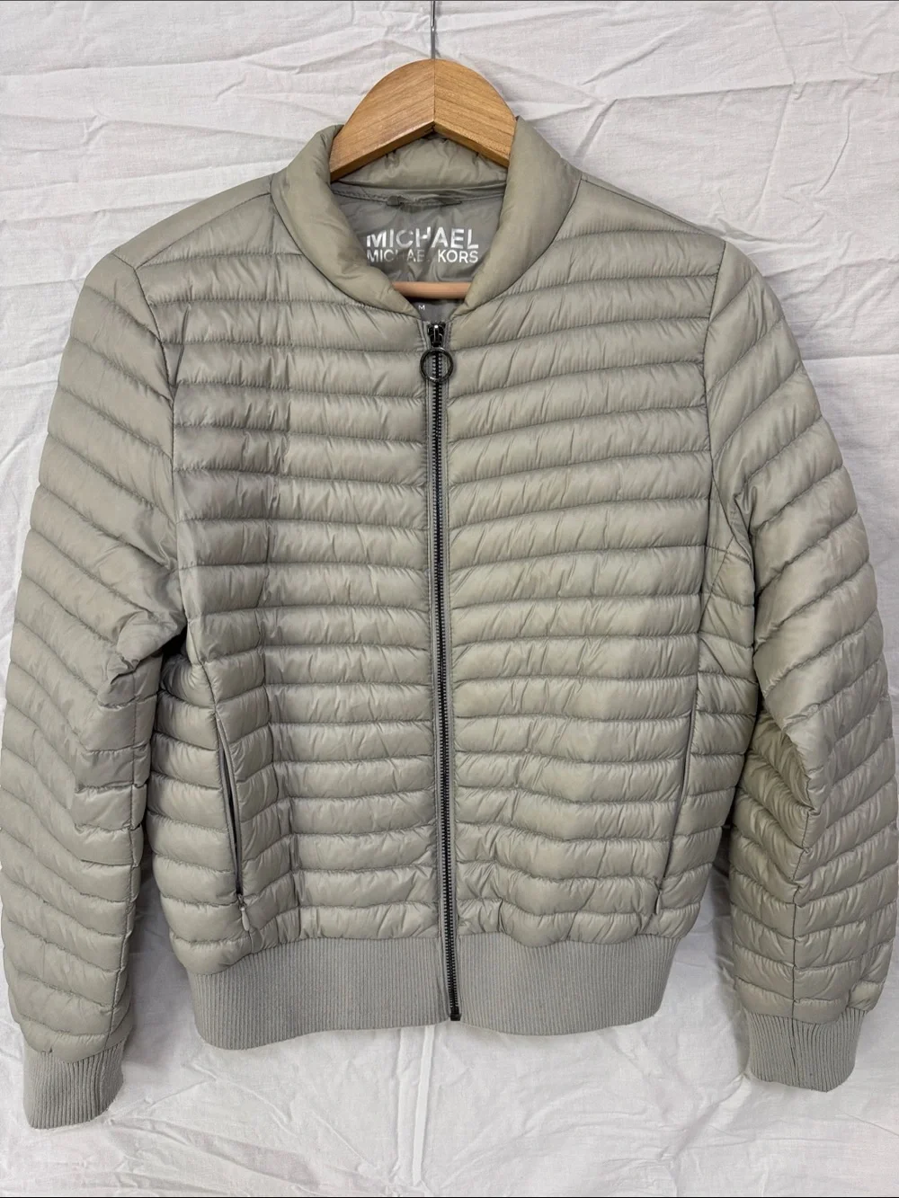 Michael Kors Sage Gray Quilted Packable Puffer Jacket